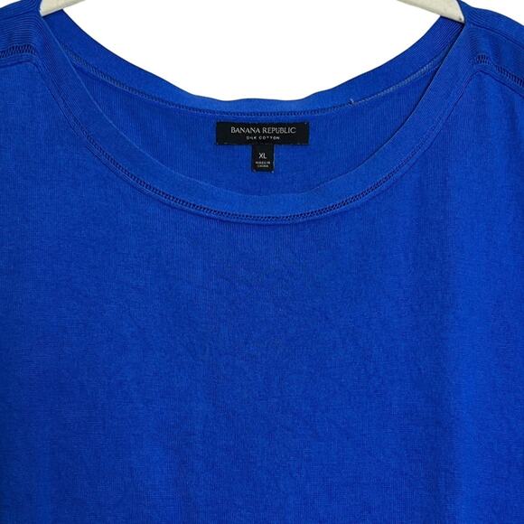 Banana Republic Womens Silk Cotton Sweater XL Blue Boatneck Long Sleeve - Picture 2 of 5